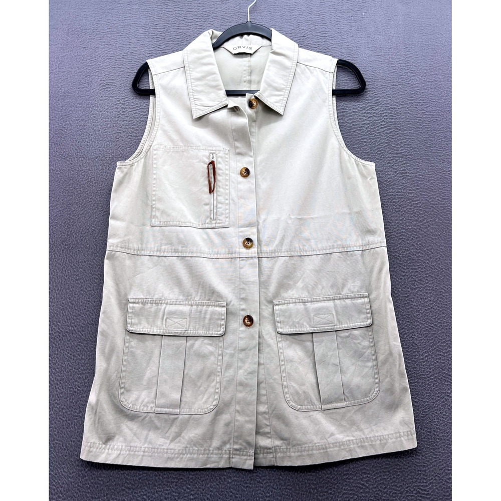 Orvis Utility Vest Womens M Sporting Traditions Khaki Canvas Safari Fishing